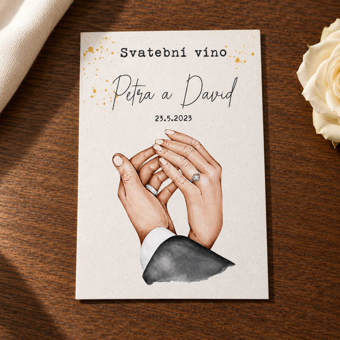 Etiketa na svatební víno 279 – Teplé dřevo – Produkt