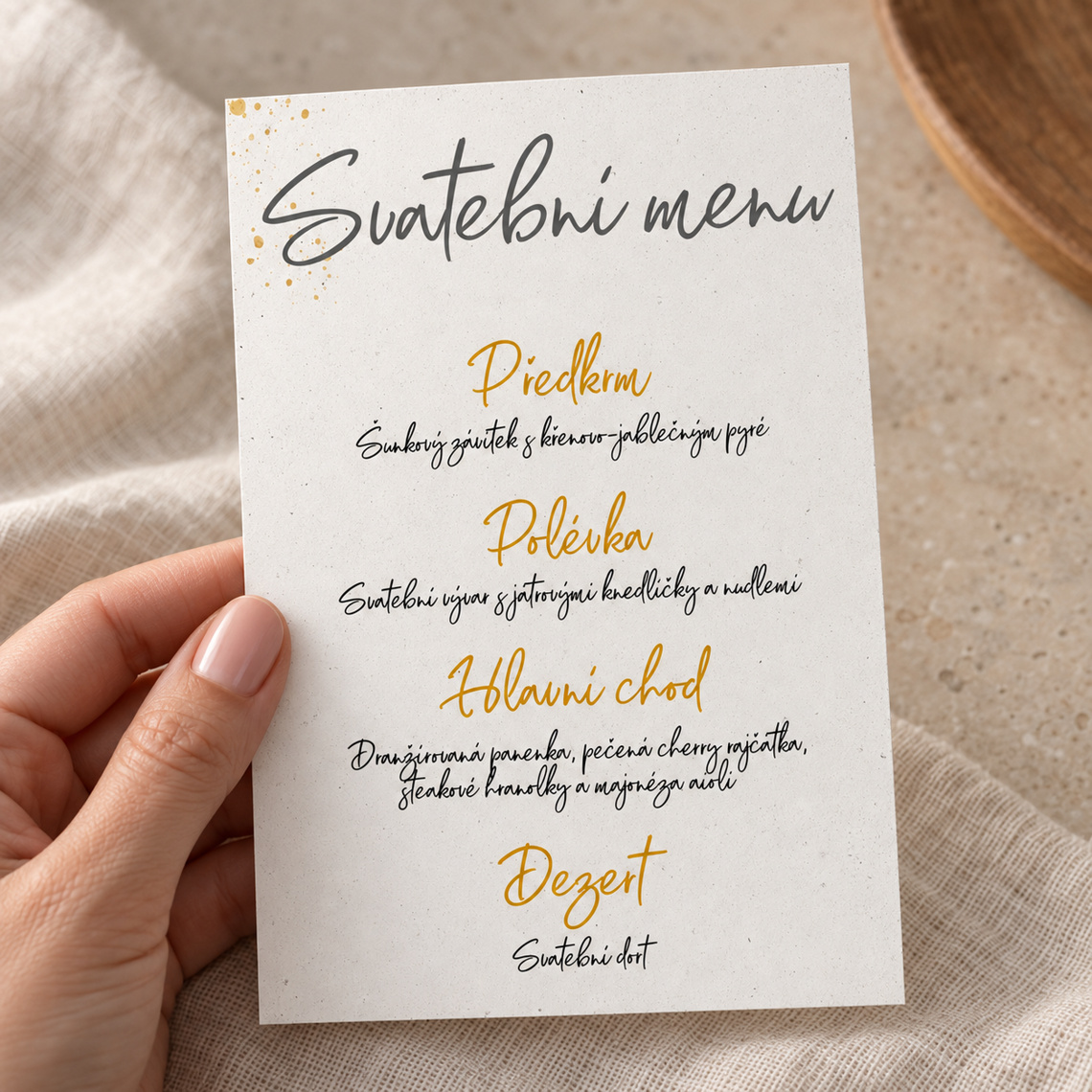 Svatební menu 286 – Použití