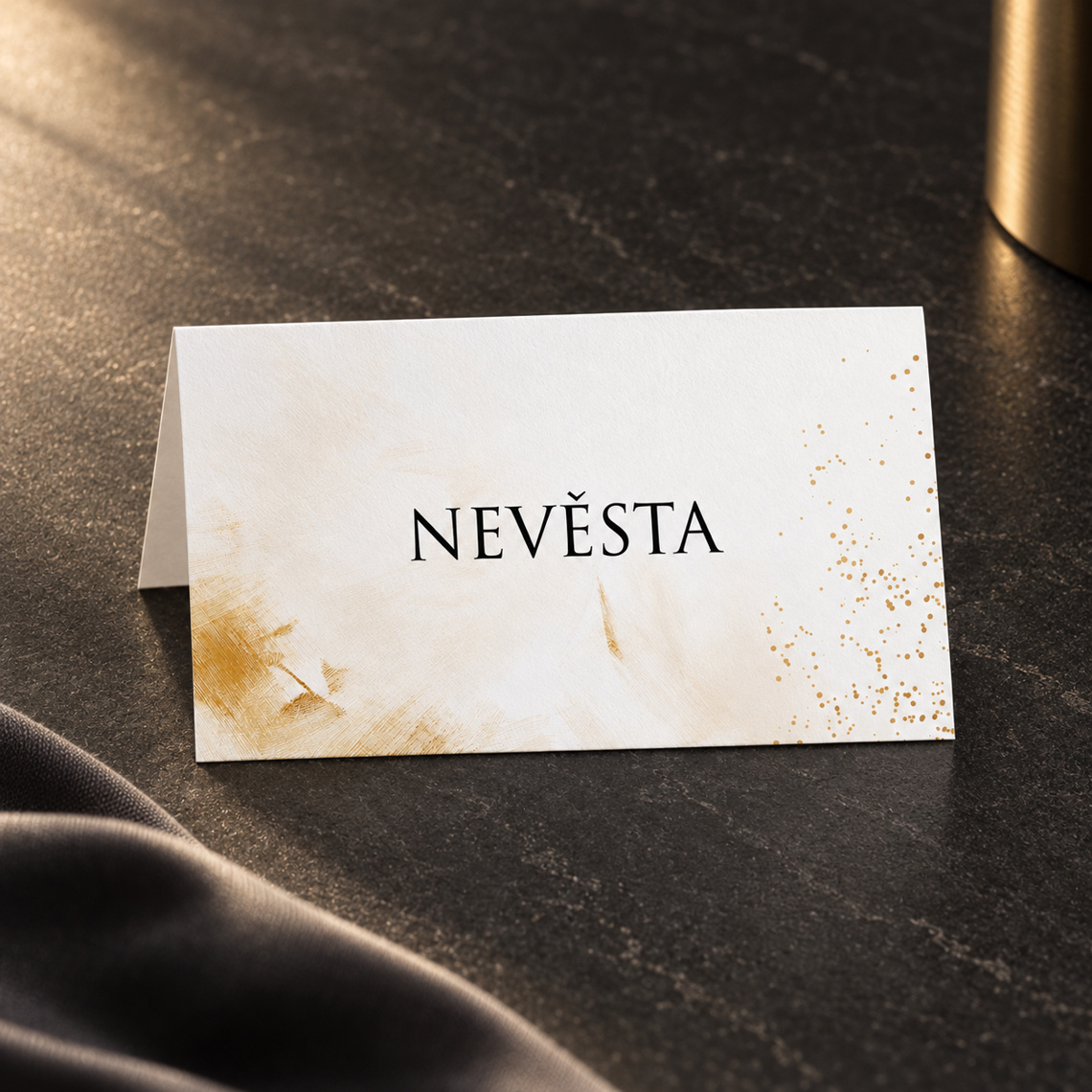 Svatební jmenovka 276 – Antracit a teplé světlo – Produkt