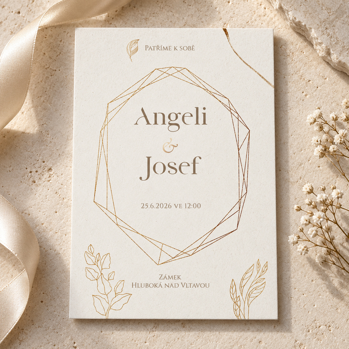 Svatební oznámení 357 – Glamour Gold – Produkt