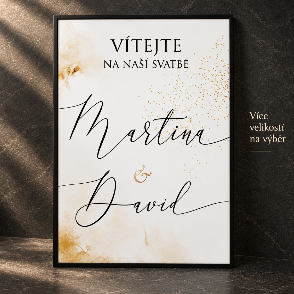 Vítací cedule 276 – Antracit a teplé světlo – Detail