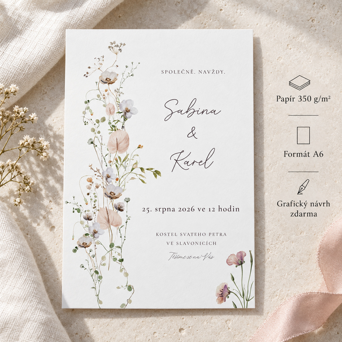 Svatební oznámení 359 – Květinová něha – Detail