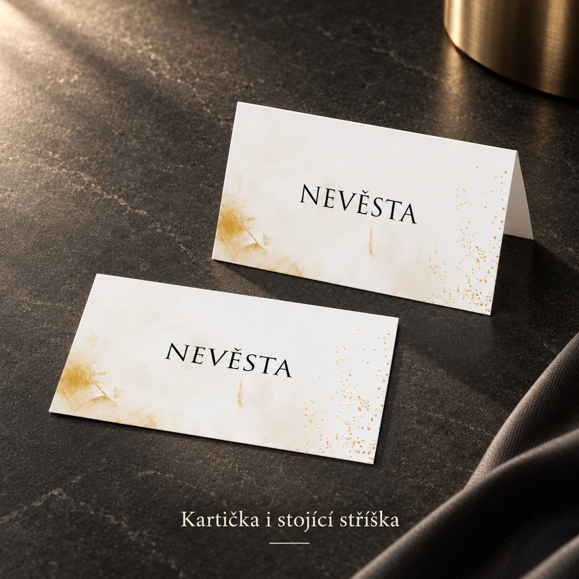 Svatební jmenovka 276 – Antracit a teplé světlo – Detail