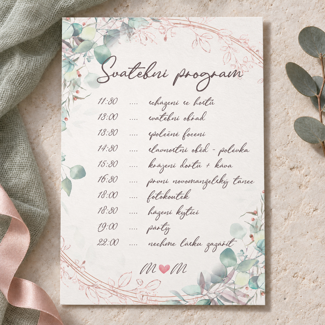 Svatební harmonogram 252 – Samostatný produkt