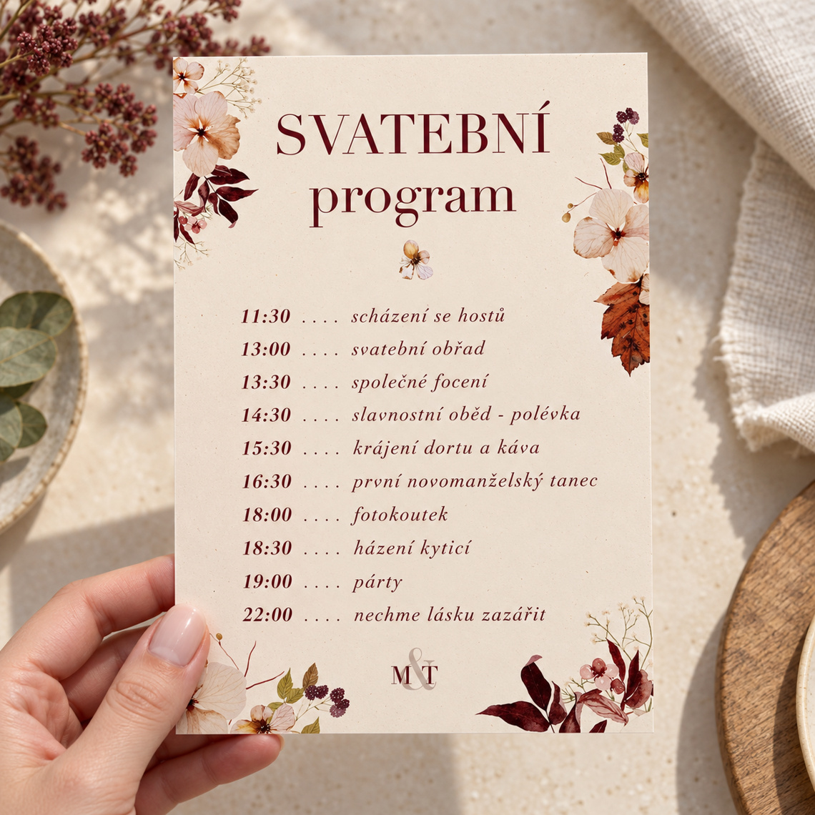 Svatební harmonogram 291 – Použití
