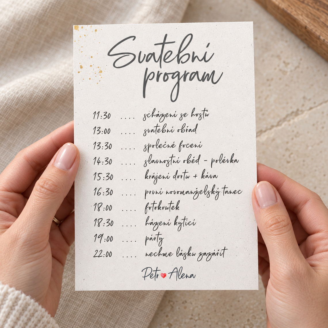 Svatební harmonogram 286 – Použití