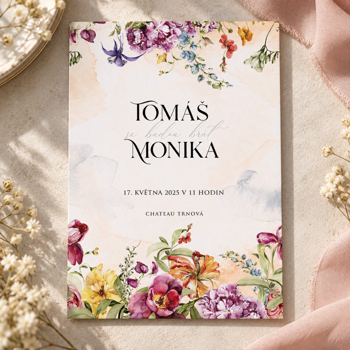 Svatební oznámení 350 – Květinová harmonie a zámecká romantika – Produkt