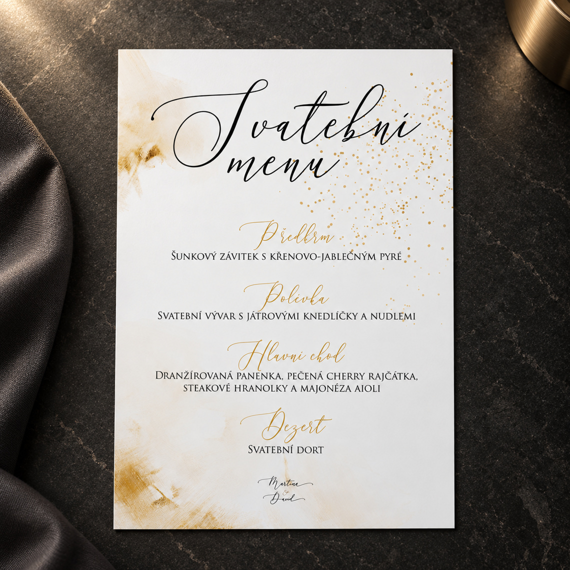 Svatební menu 276 – Antracit a teplé světlo – Produkt