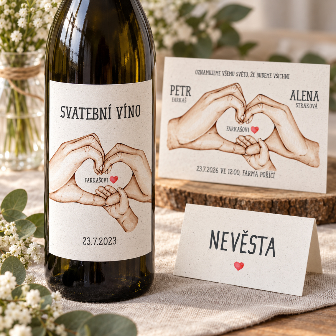 Etiketa na svatební víno 284 – Sladěná sada