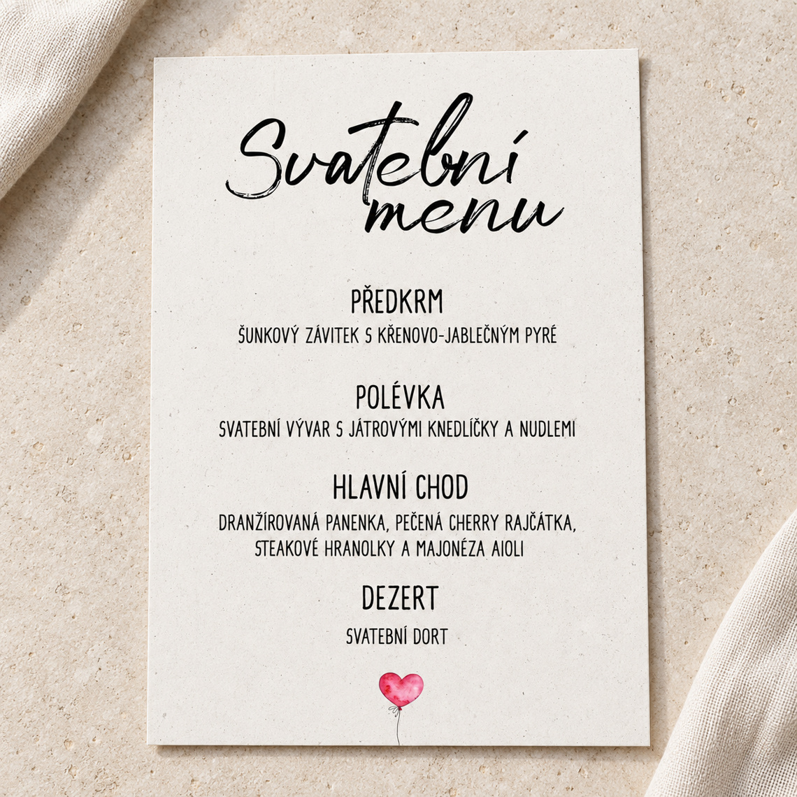 Svatební menu 281 – Samostatný produkt