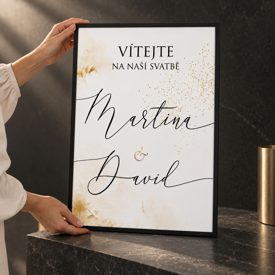 Vítací cedule 276 – Antracit a teplé světlo – Použití