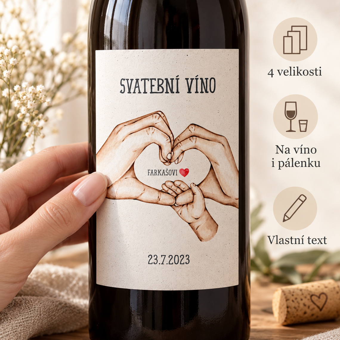 Etiketa na svatební víno 284 – Benefity a detaily