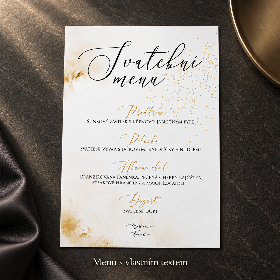 Svatební menu 276 – Antracit a teplé světlo – Detail