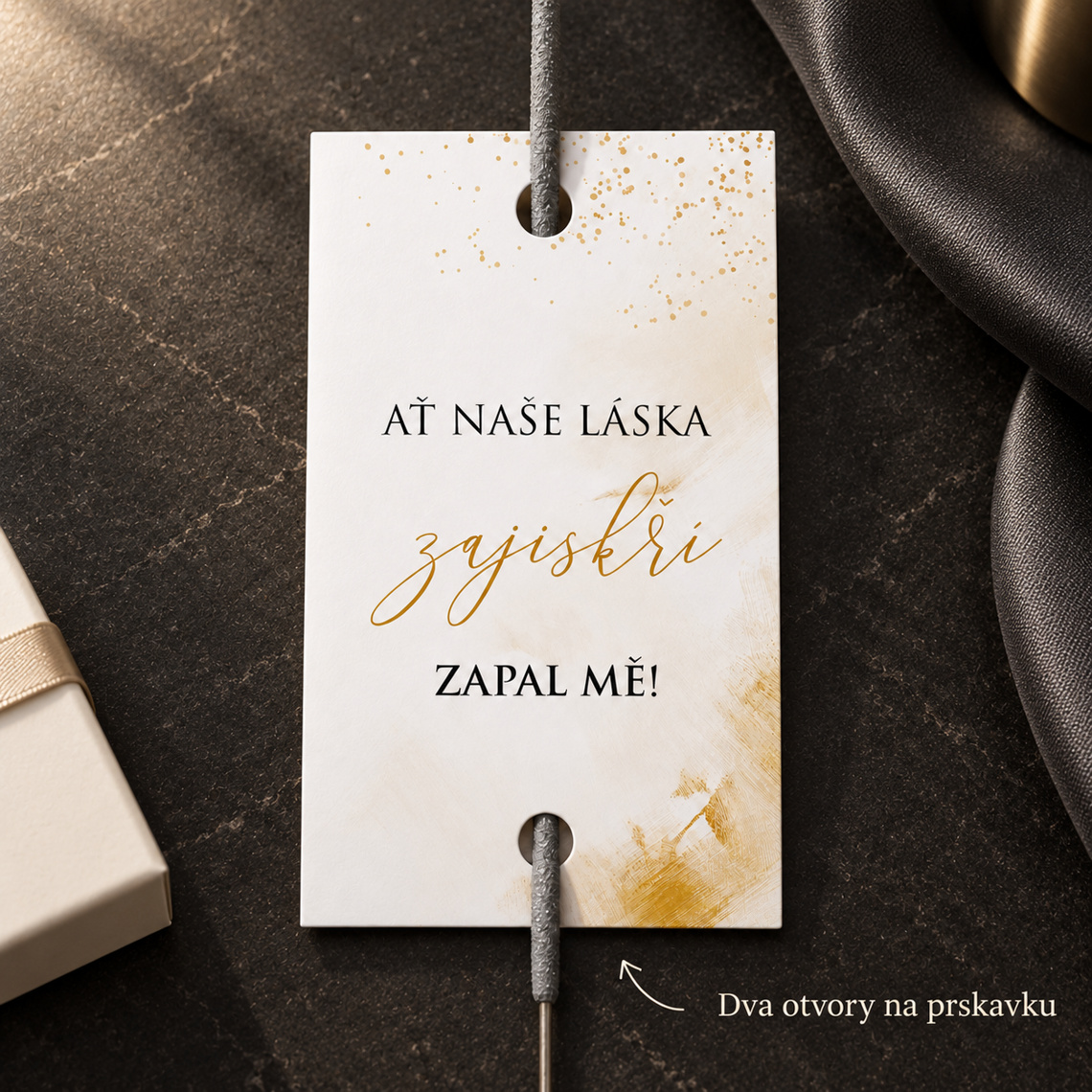 Kartička na prskavku 276 – Antracit a teplé světlo – Detail
