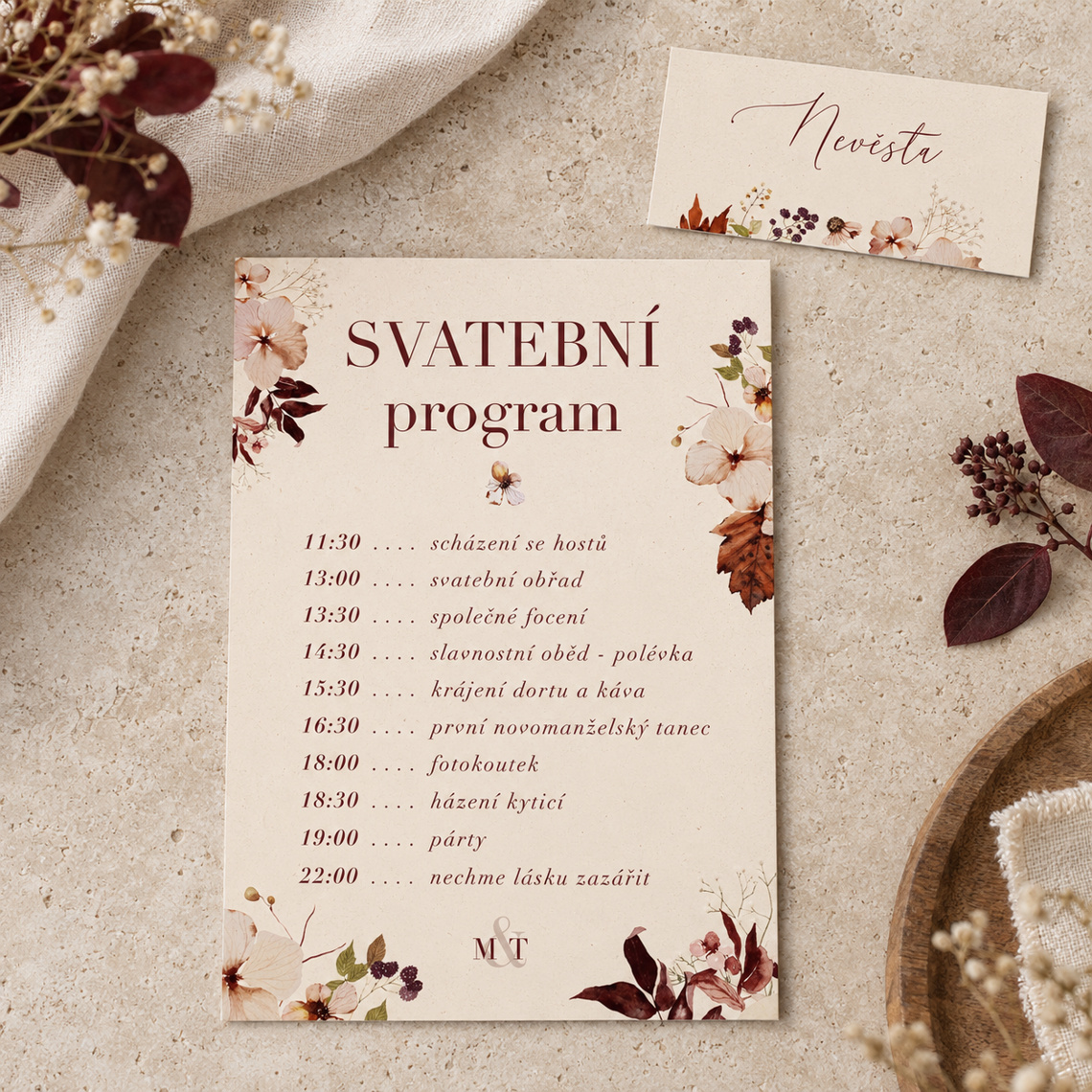 Svatební harmonogram 291 – Sladěná sada
