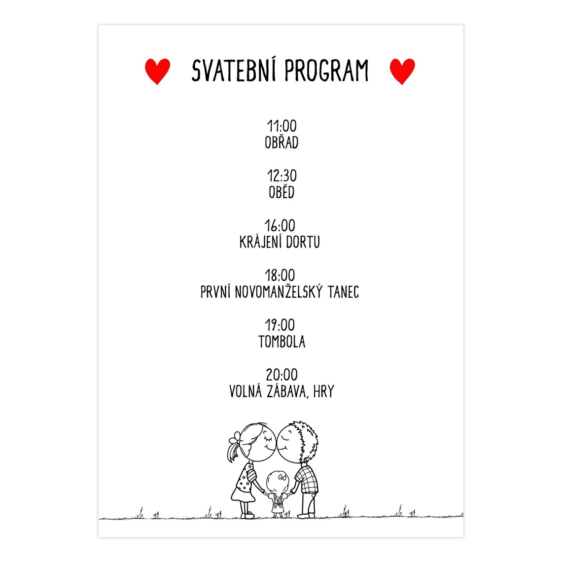 Svatební harmonogram 220 připravené pro svatební harmonogram
