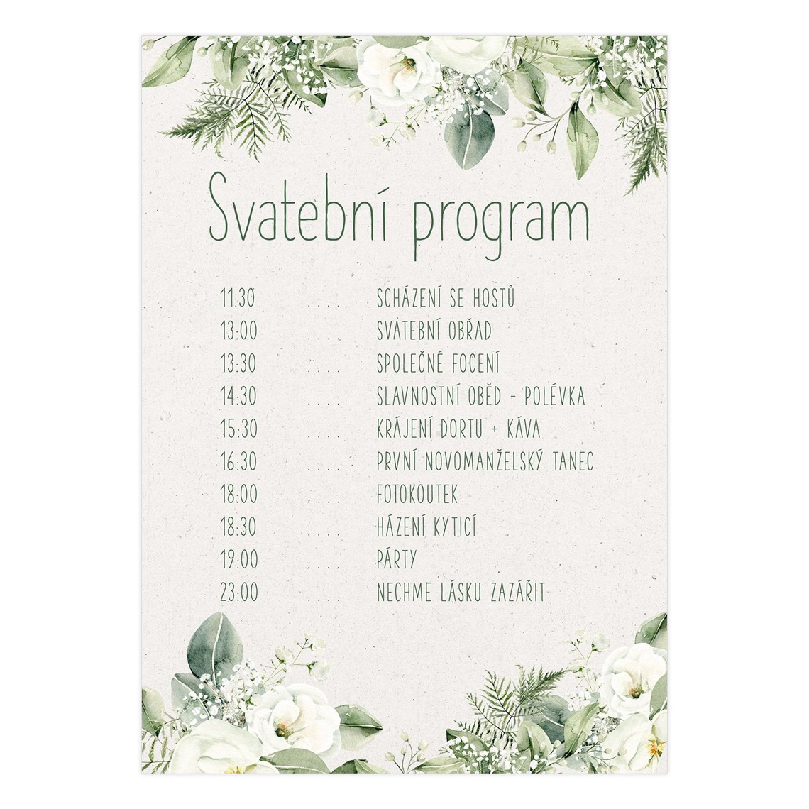 Svadobný harmonogram 296 – ukážka produktu