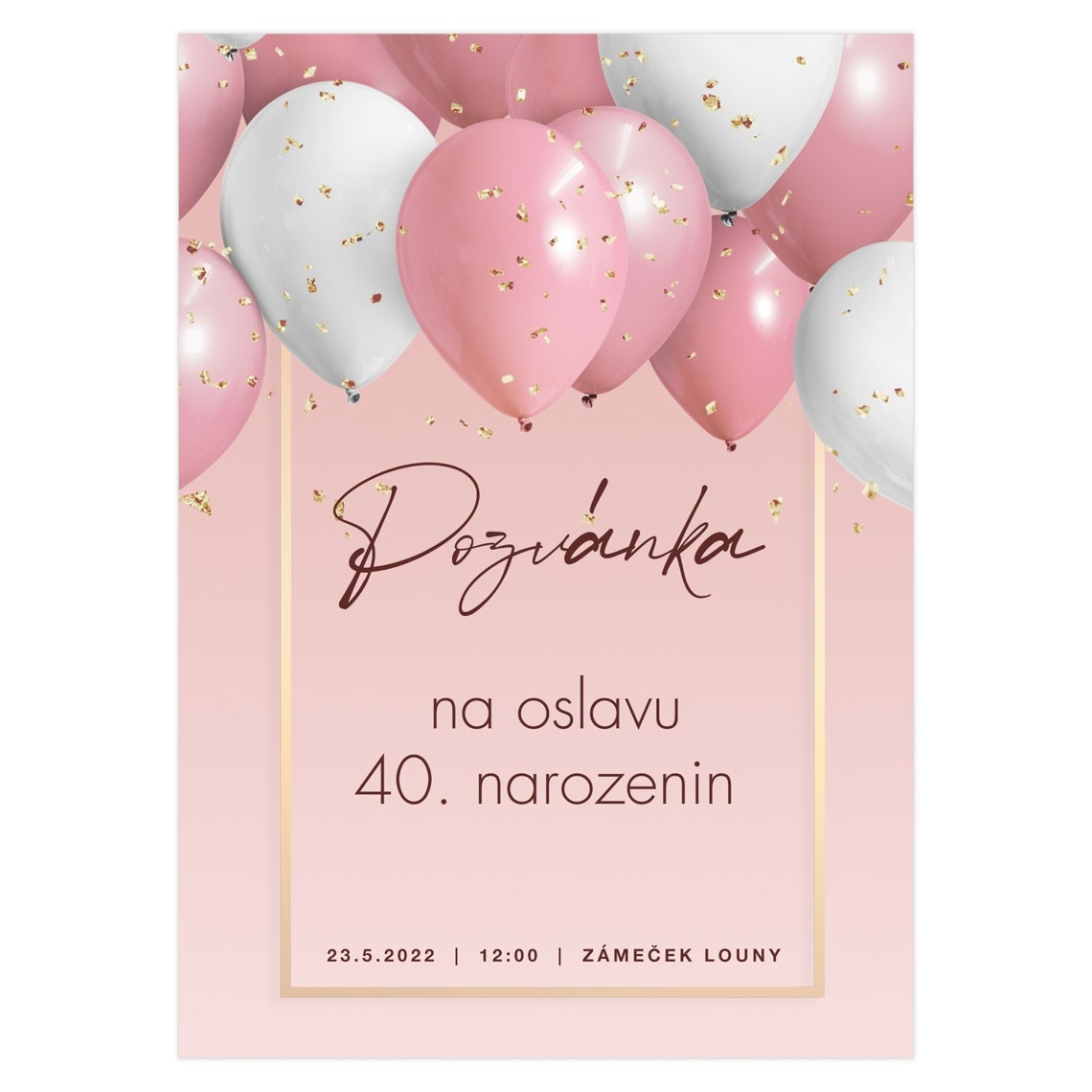 Narozeninová pozvánka 1 - Elegantní balónky připravené pro narozeninová pozvánka v motivu elegantní balónky