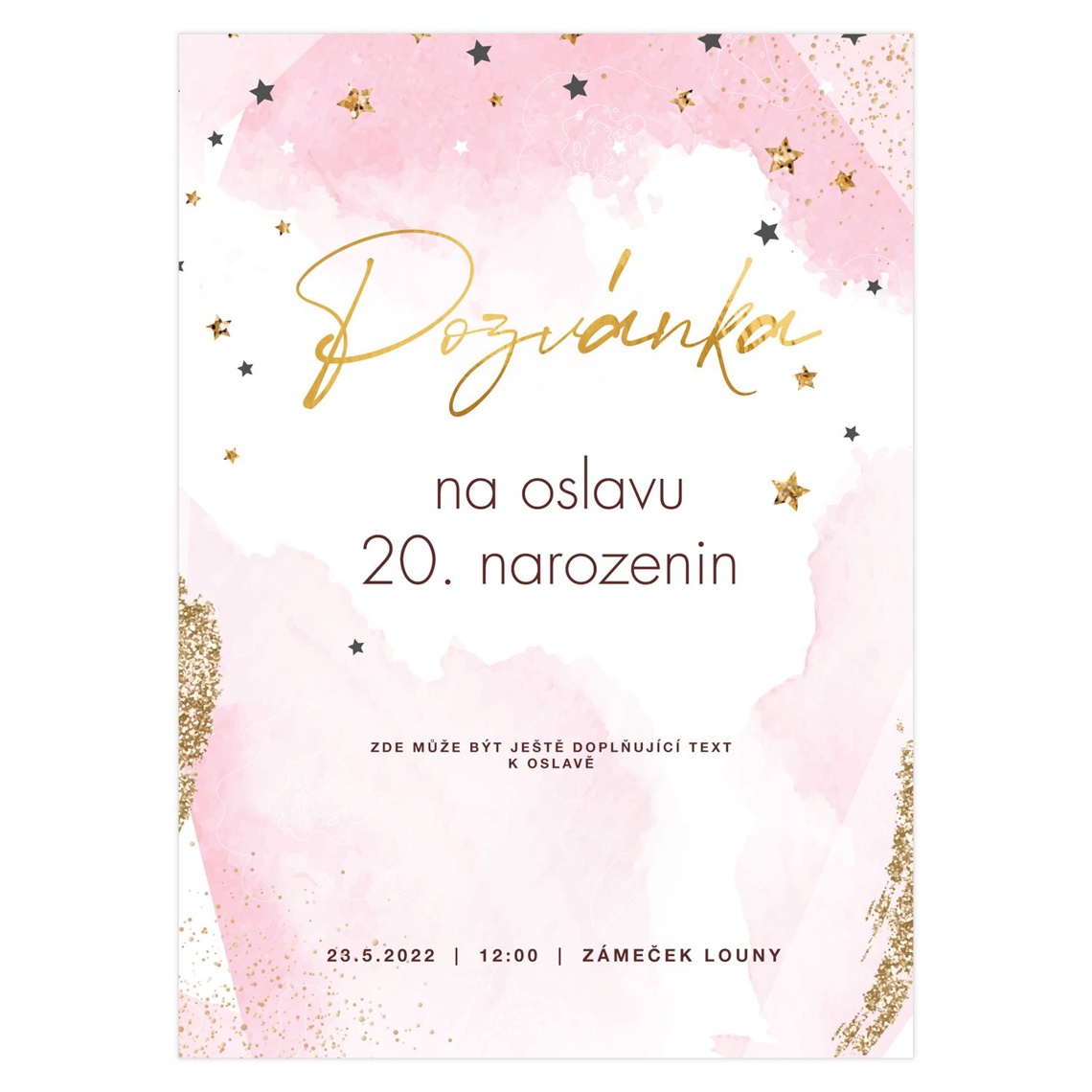 Narodeninová pozvánka 9 - Hviezdičky a trblietky – ukážka produktu