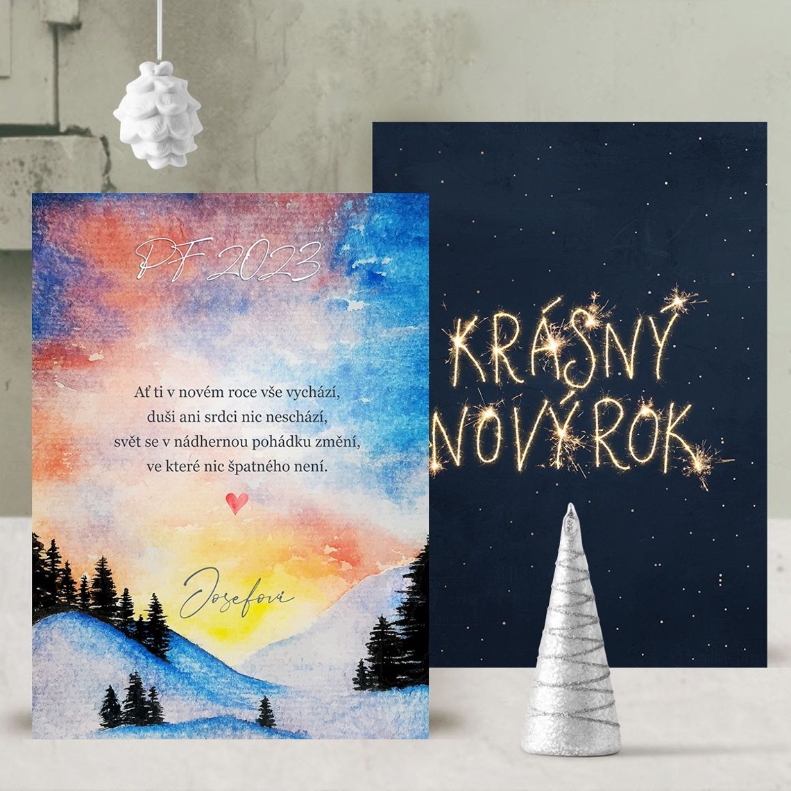 Rodinná novoročenka 005 – Maľovaná krajinka – ukážka produktu