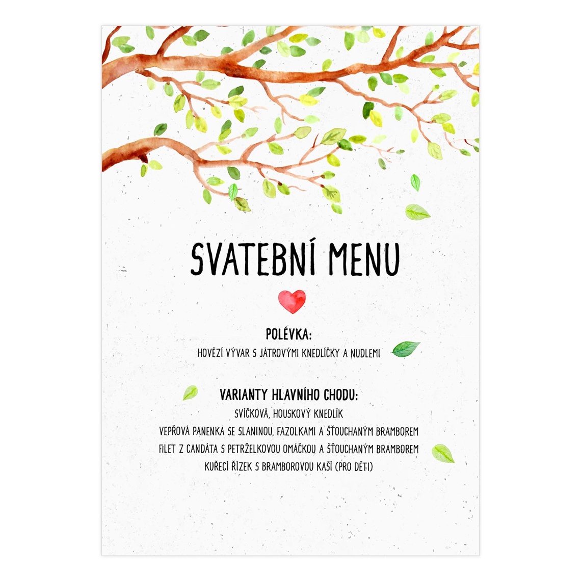 Svatební menu 189 - svatební menu na slavnostní tabuli