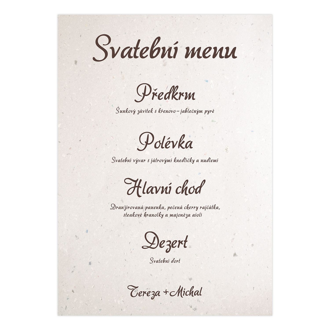Svatební menu 192 připravené pro svatební menu