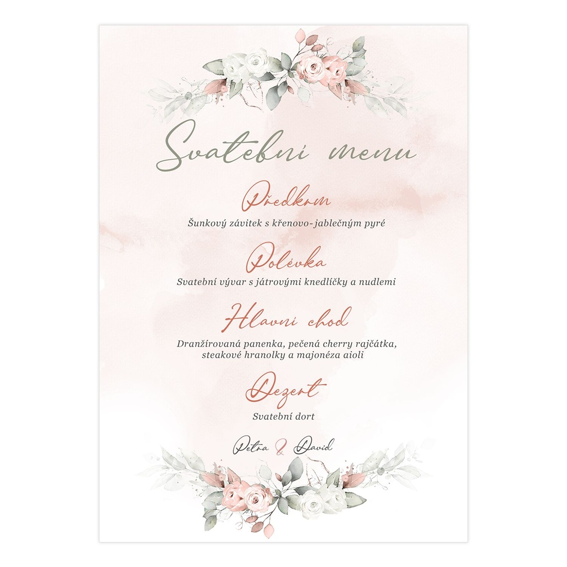 Svatební menu 248 připravené pro svatební menu