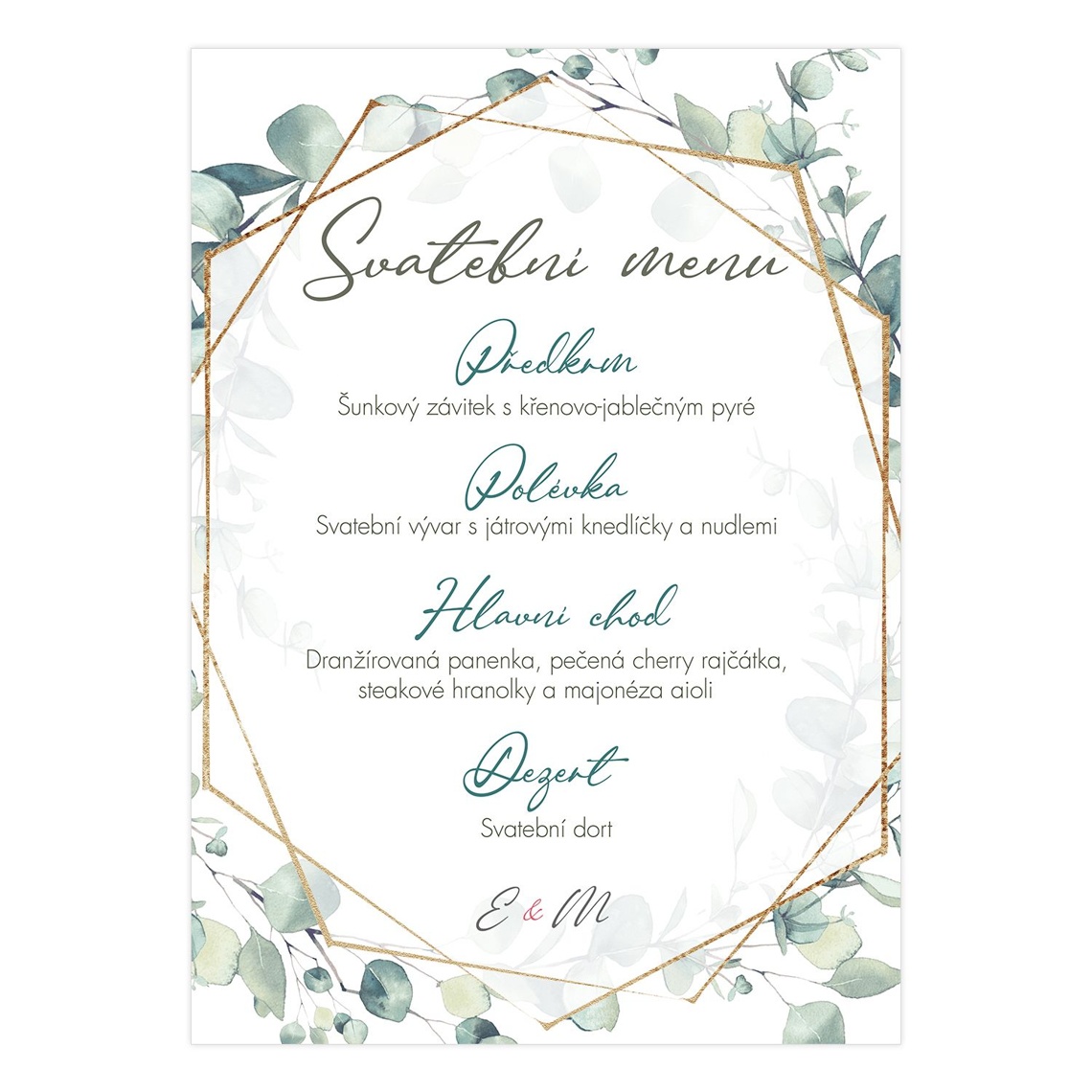 Svatební menu 250 jako svatební menu na slavnostní tabuli