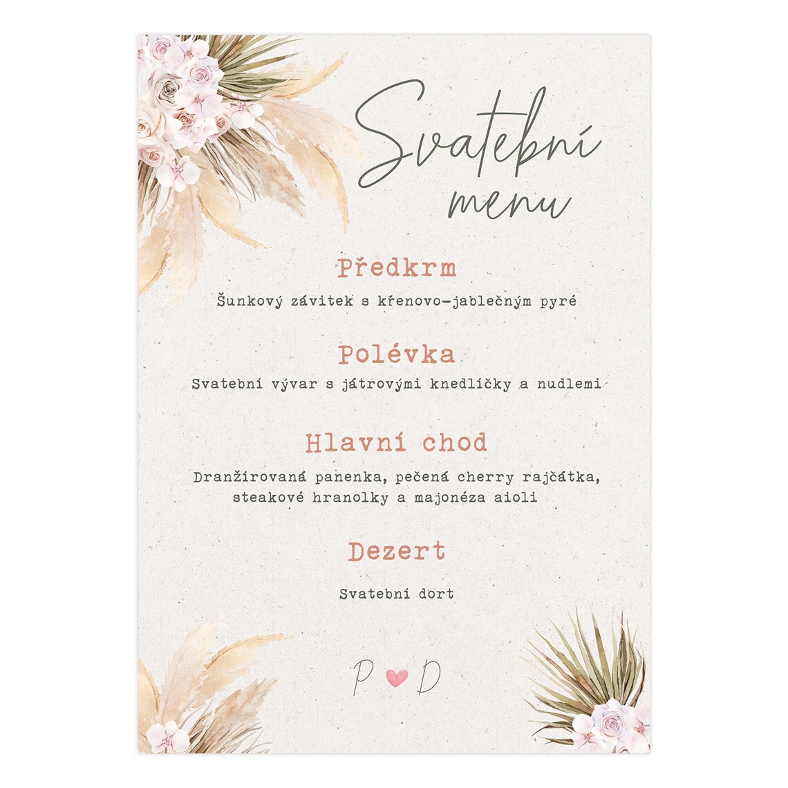 Svatební menu 256 připravené pro svatební menu