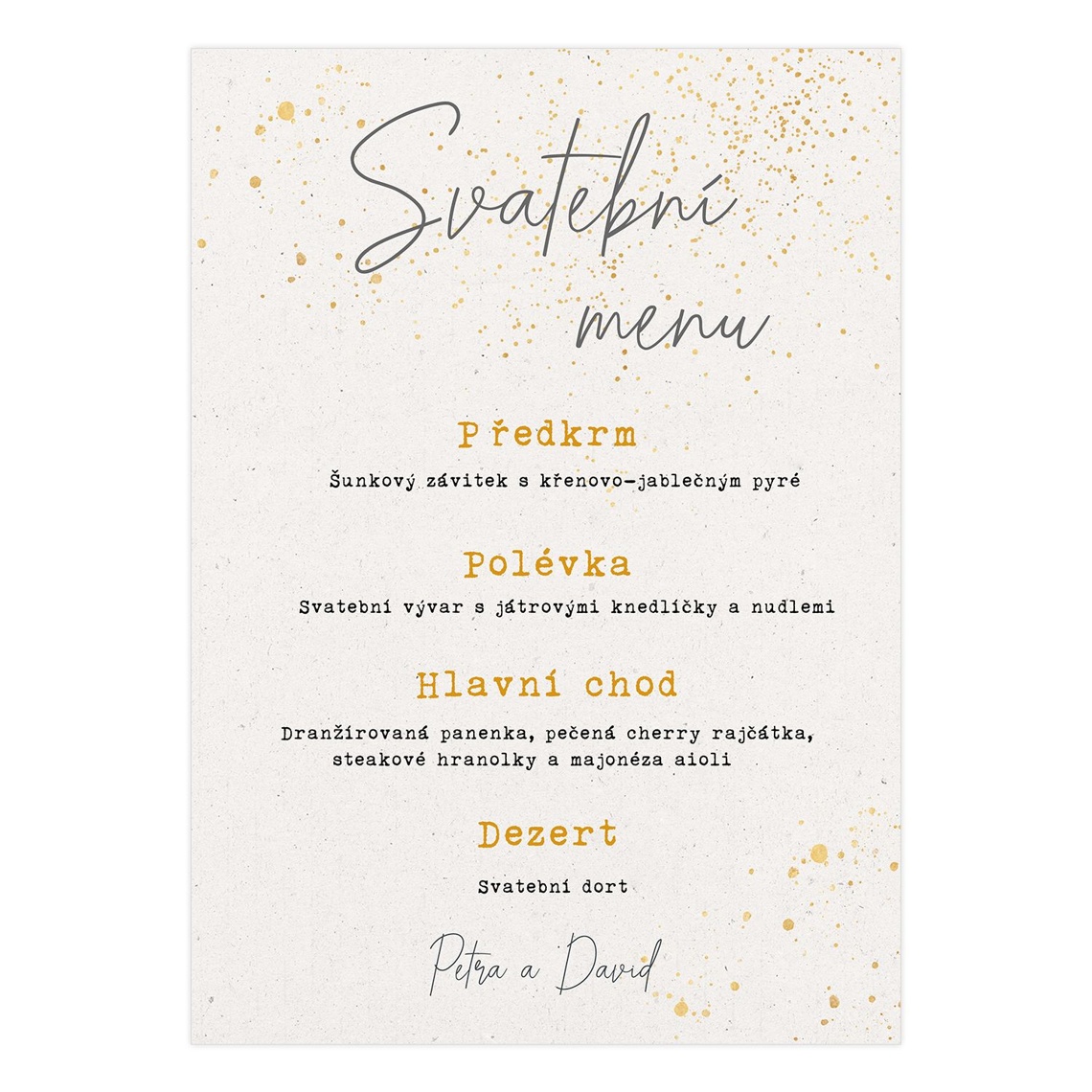 Svadobné menu 279 – ukážka produktu