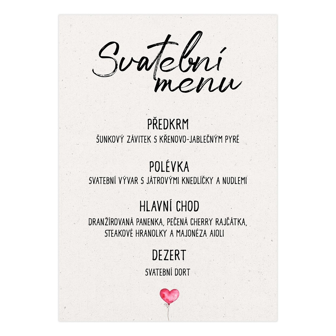 Svadobné menu 281 – ukážka produktu