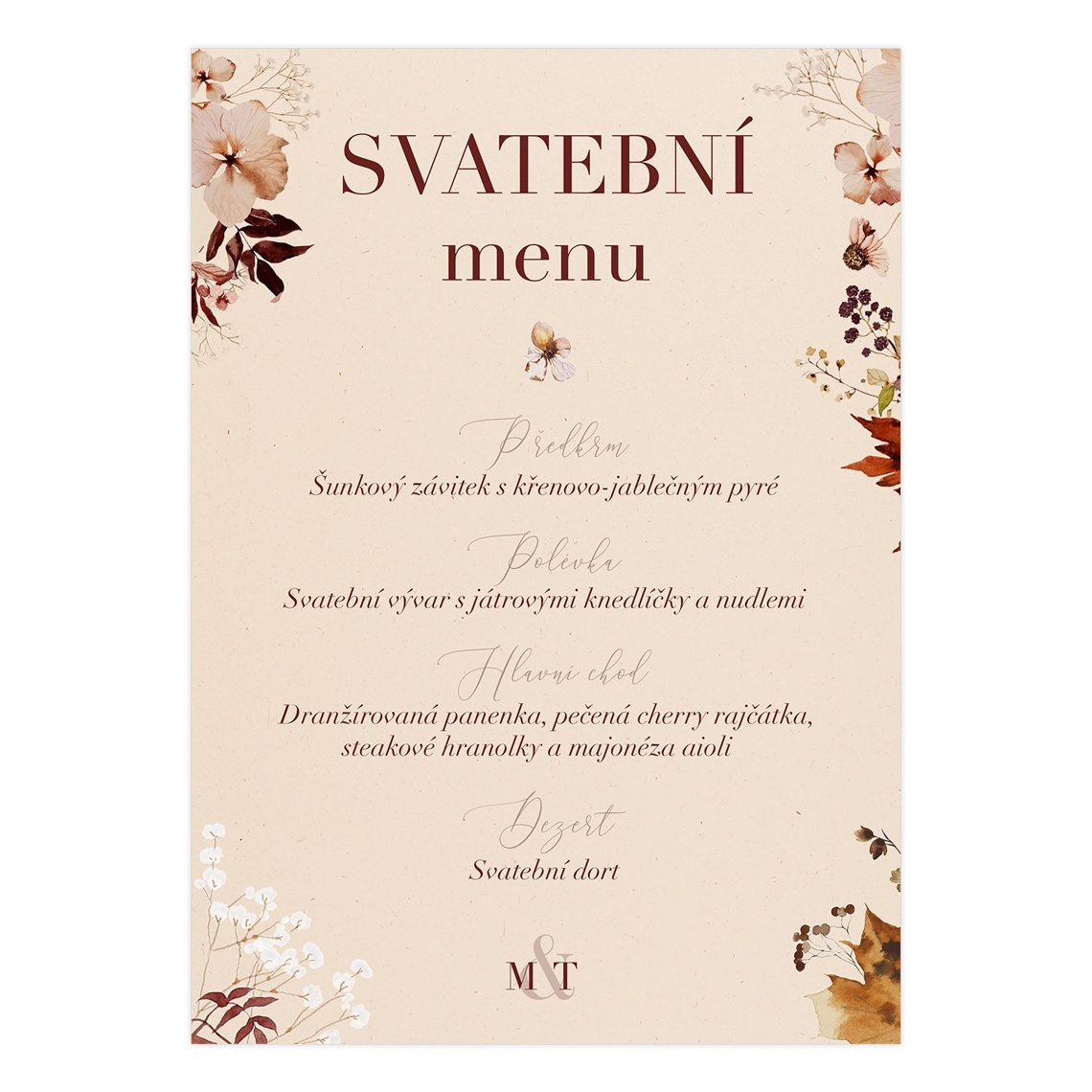 Svadobné menu 291 – ukážka produktu