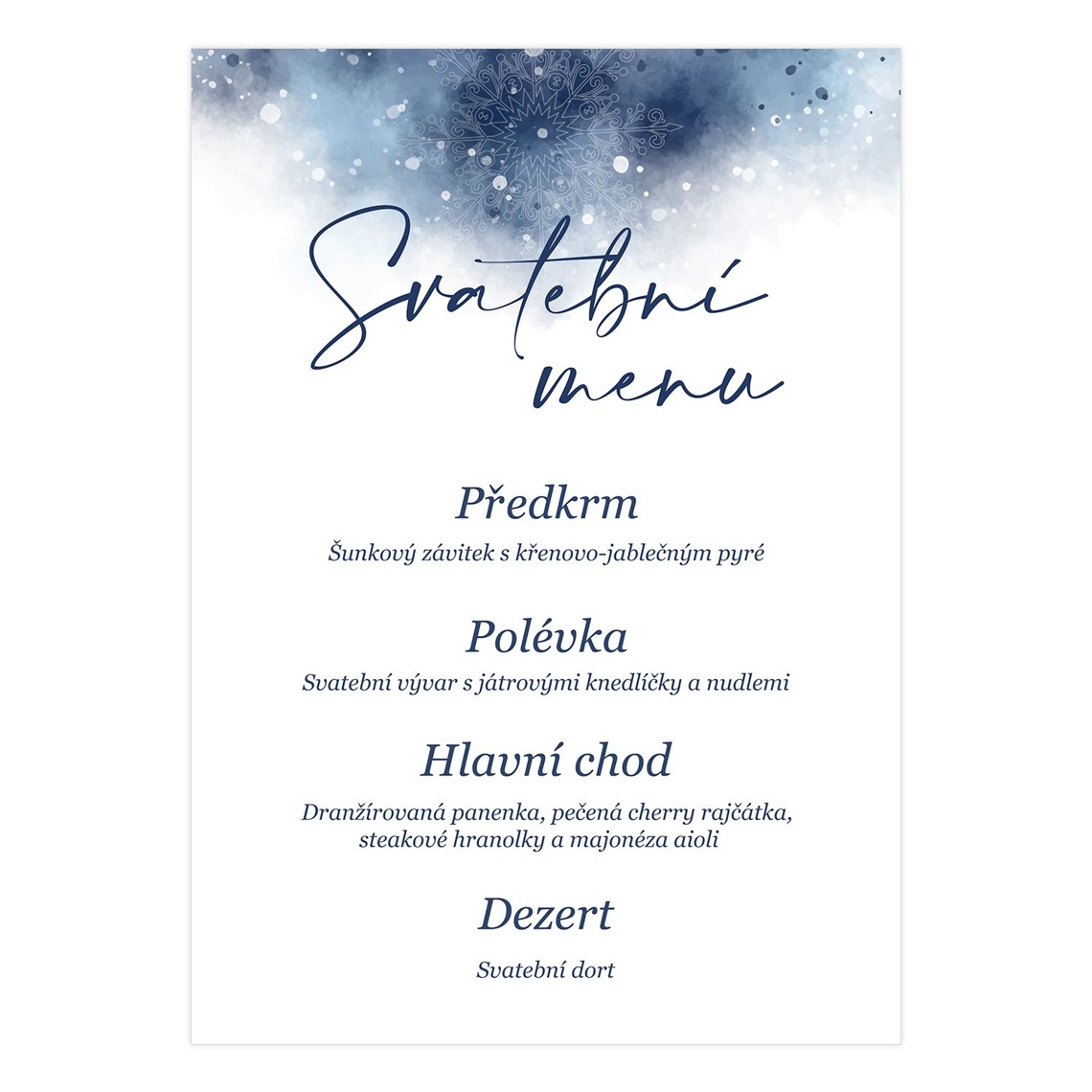 Svadobné menu 292 – ukážka produktu