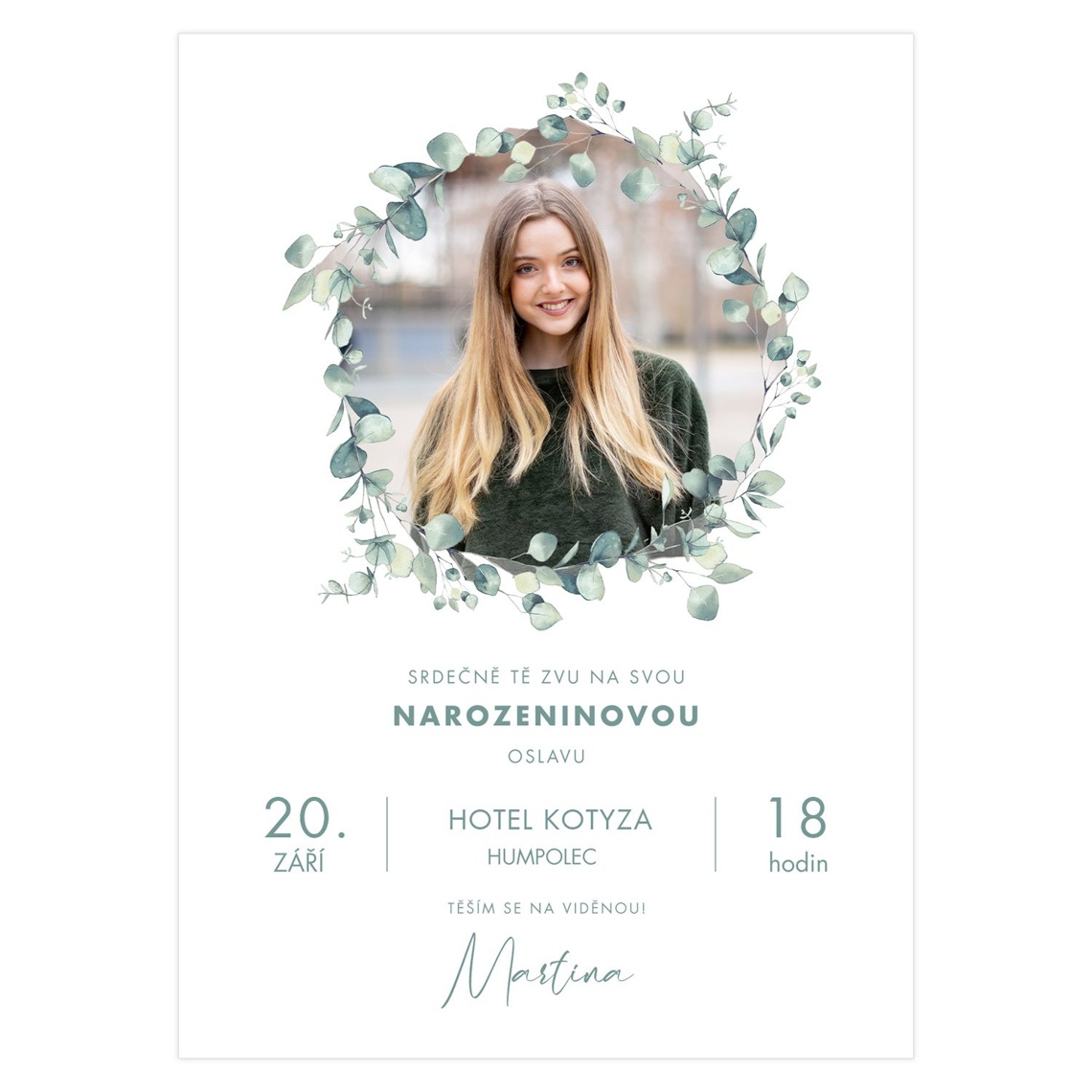 Narozeninová pozvánka 24 - s vlastní fotografií lemovaná kresbou připravené pro narozeninová pozvánka v motivu s