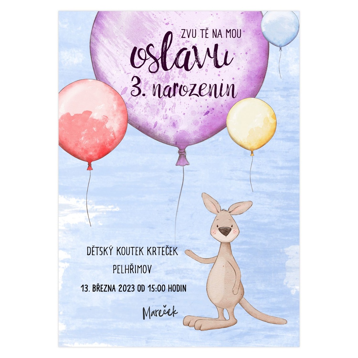 Narozeninová pozvánka 41 - balónky na produktovém náhledu