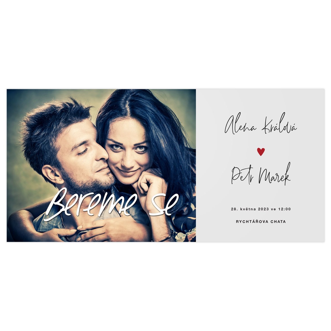 Svatební oznámení 4 – Vlastní foto na produktovém náhledu