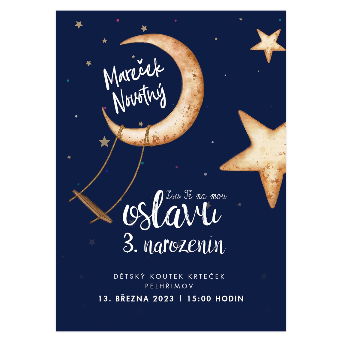 Narozeninová pozvánka 40 - noční obloha na produktovém náhledu