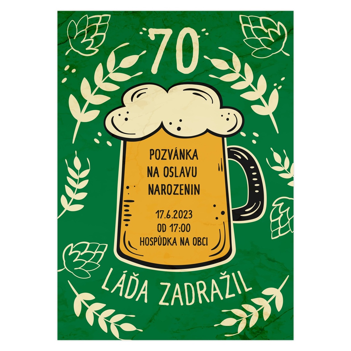 Narozeninová pozvánka 44 - Pivní na produktovém náhledu