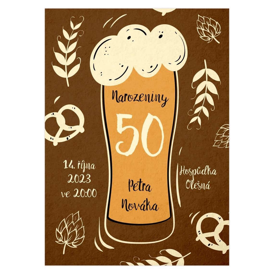 Narozeninová pozvánka 46 - Pivní na produktovém náhledu