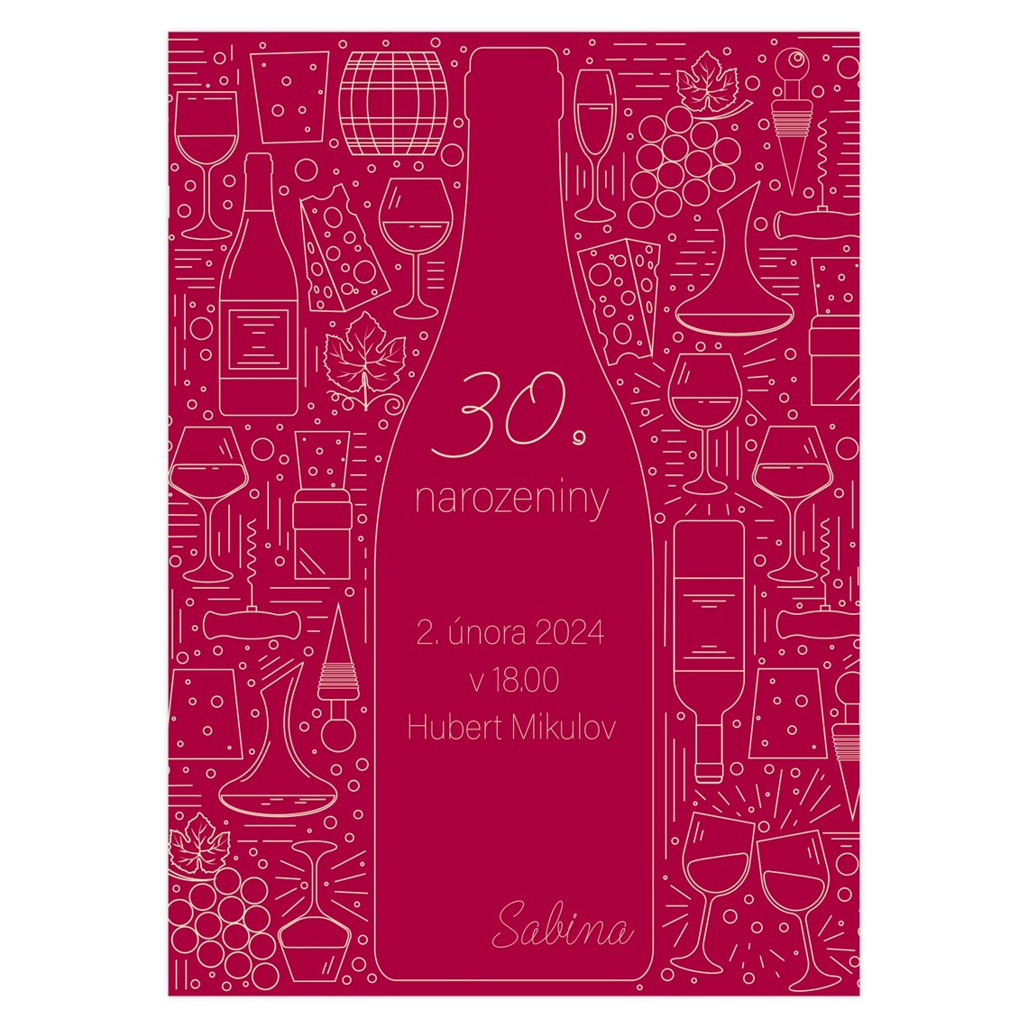 Narozeninová pozvánka 50 - Piktogramy z vína na produktovém náhledu