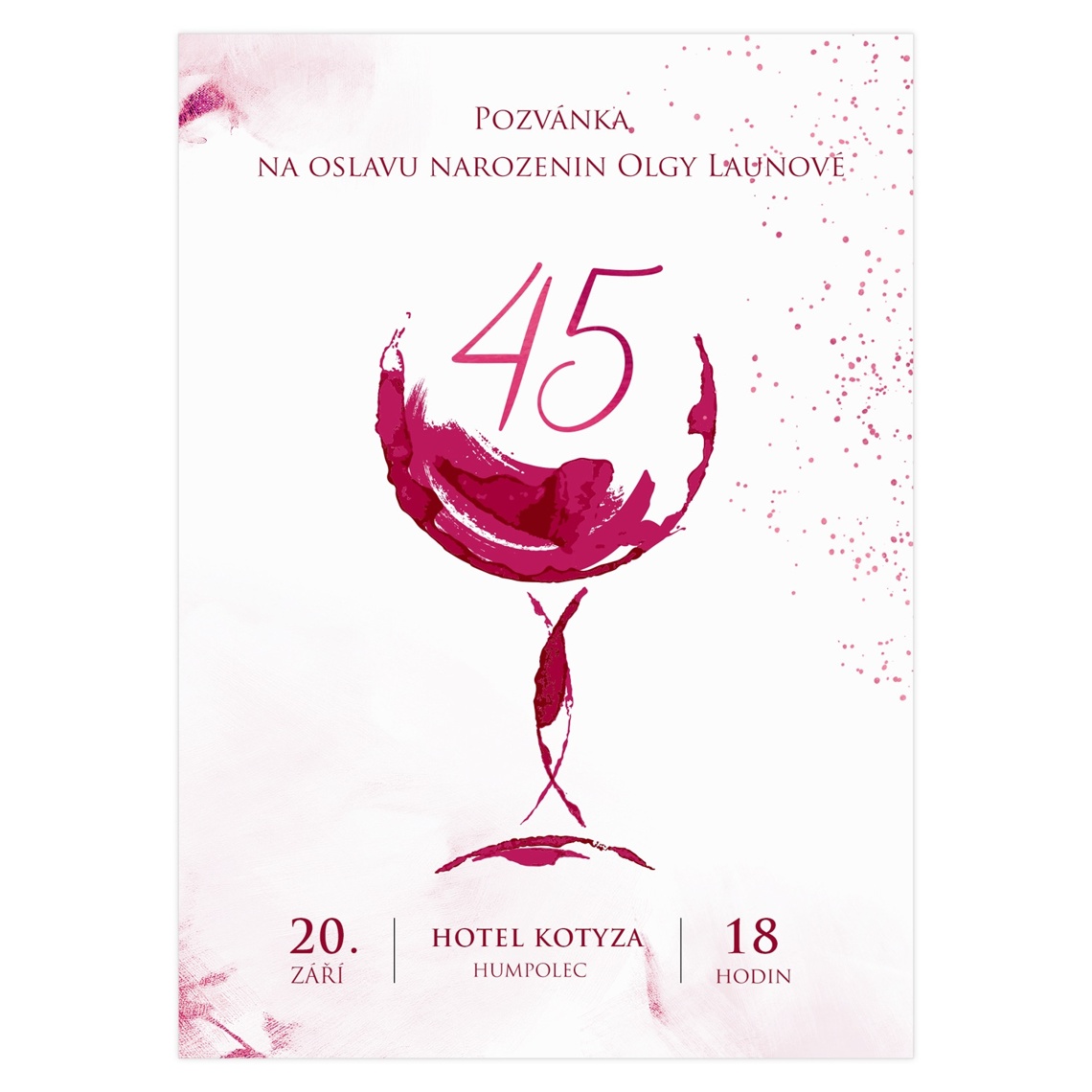 Narozeninová pozvánka 51 - Otisky vína na produktovém náhledu