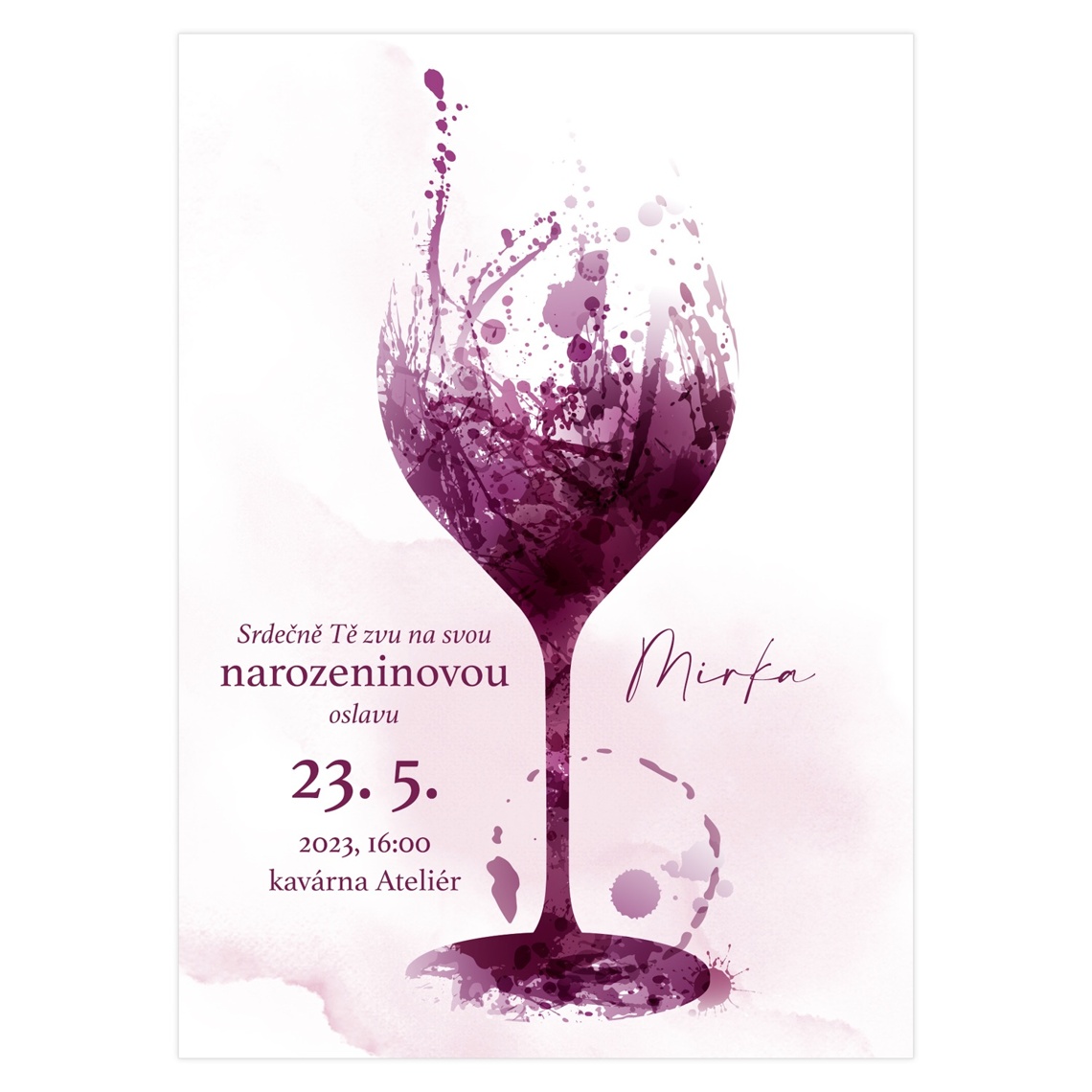 Narozeninová pozvánka 52 - Víno z vodovek na produktovém náhledu