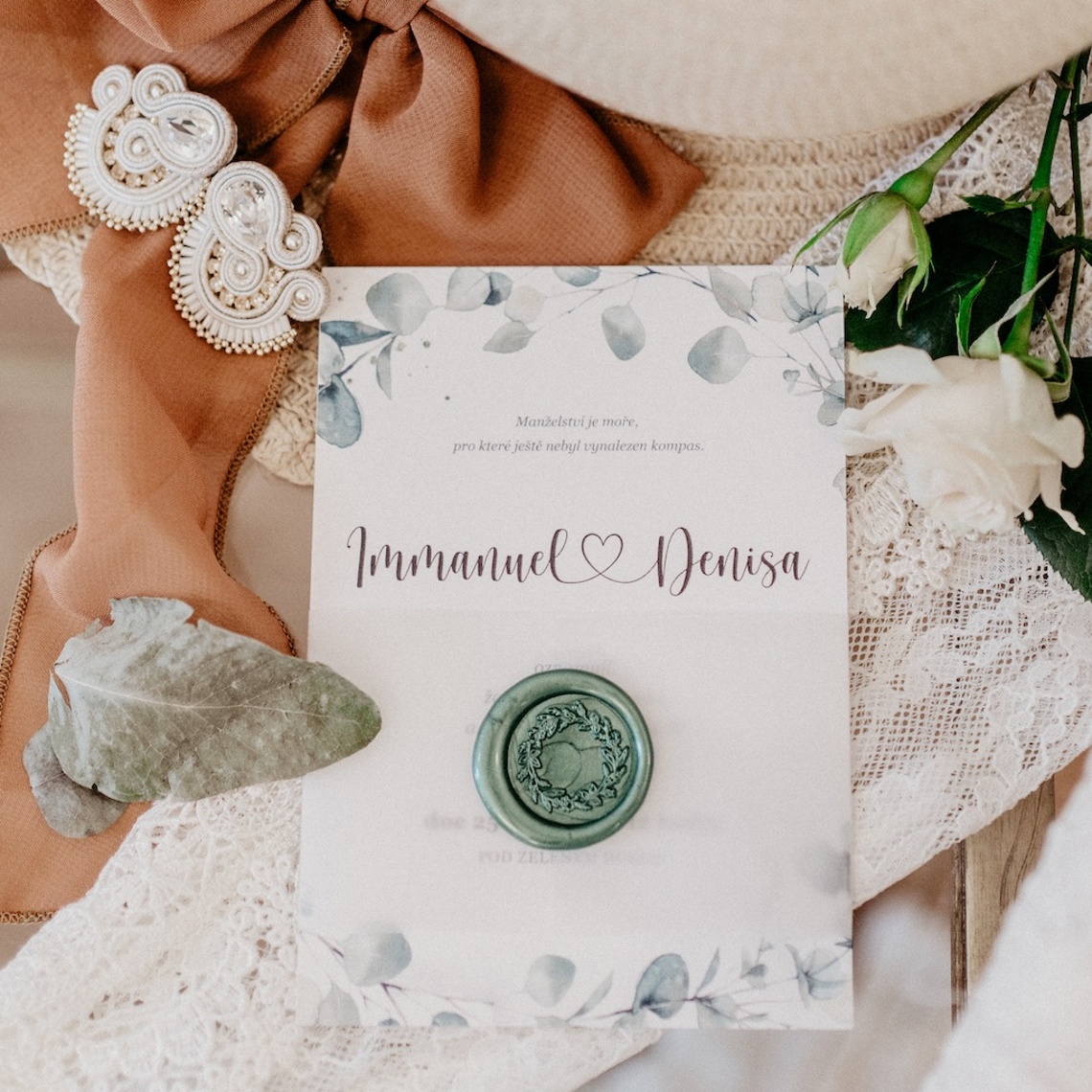 Svatební oznámení 231 – Eucalyptus v boho stylu jako součást sladěné kolekce v motivu eucalyptus v boho stylu