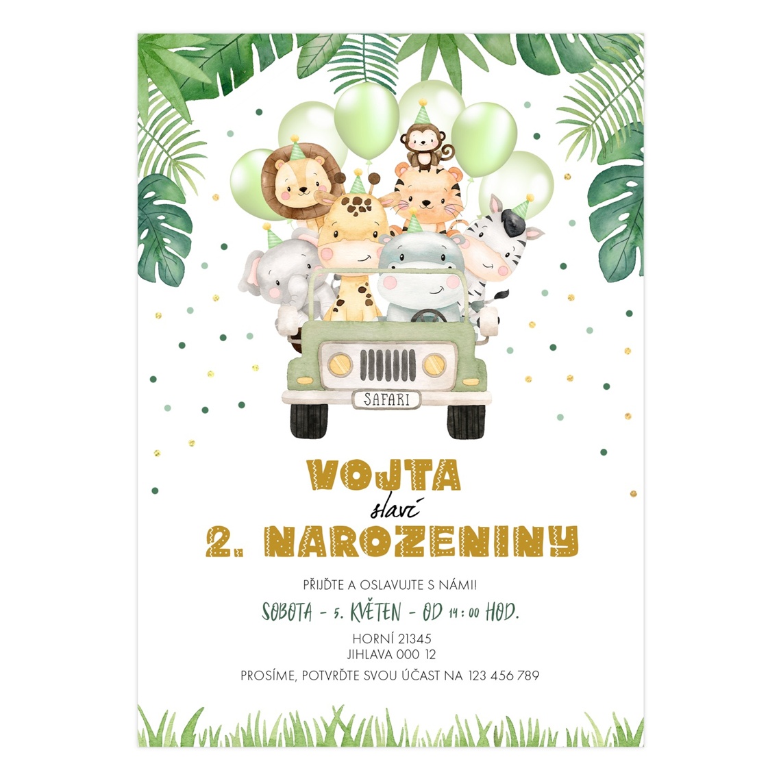 Narodeninová pozvánka 64 - Safari – ukážka produktu