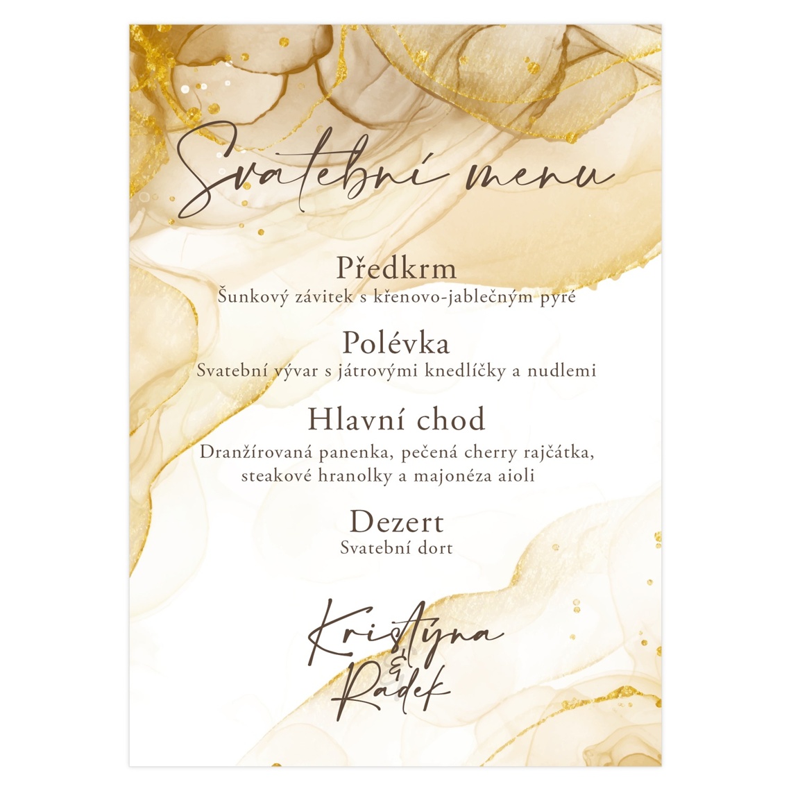 Svadobné menu 333 – ukážka produktu