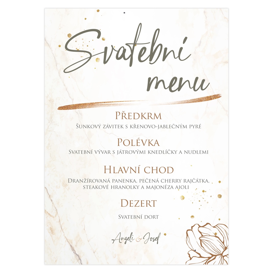 Svadobné menu 318 – ukážka produktu