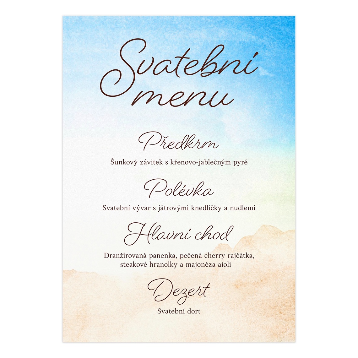 Svadobné menu 299 – ukážka produktu