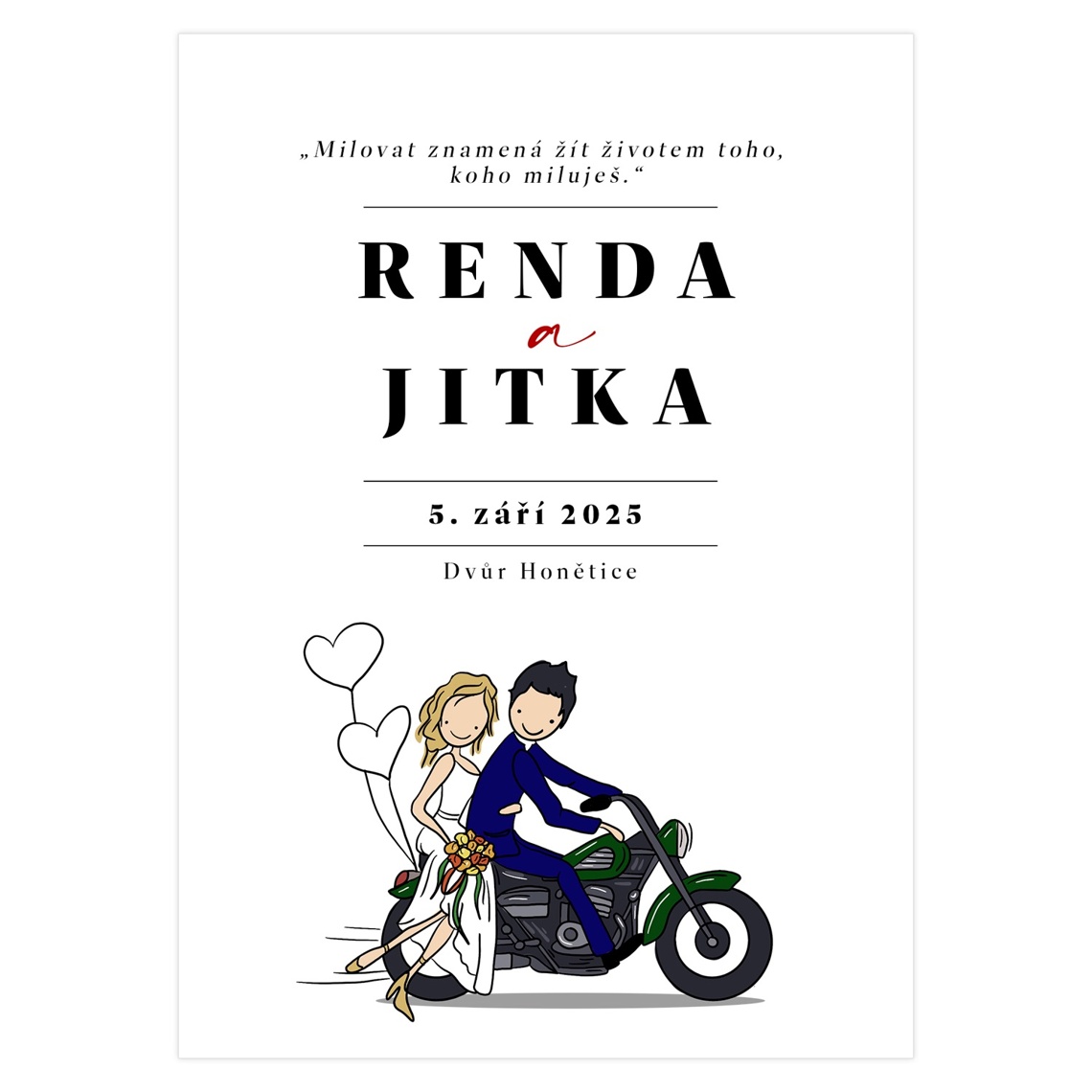 Svatební oznámení 314 - Motorkářské na produktovém náhledu