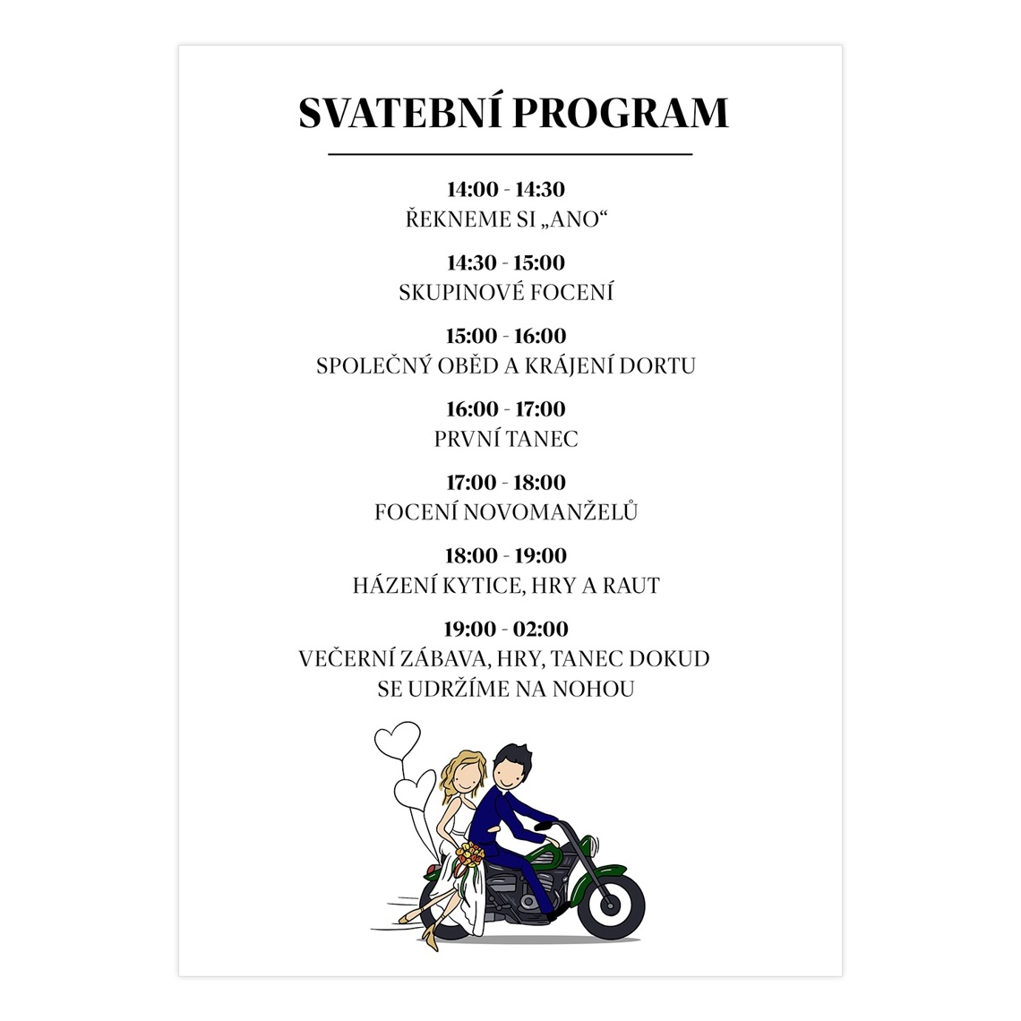 Svadobný harmonogram 314 – ukážka produktu