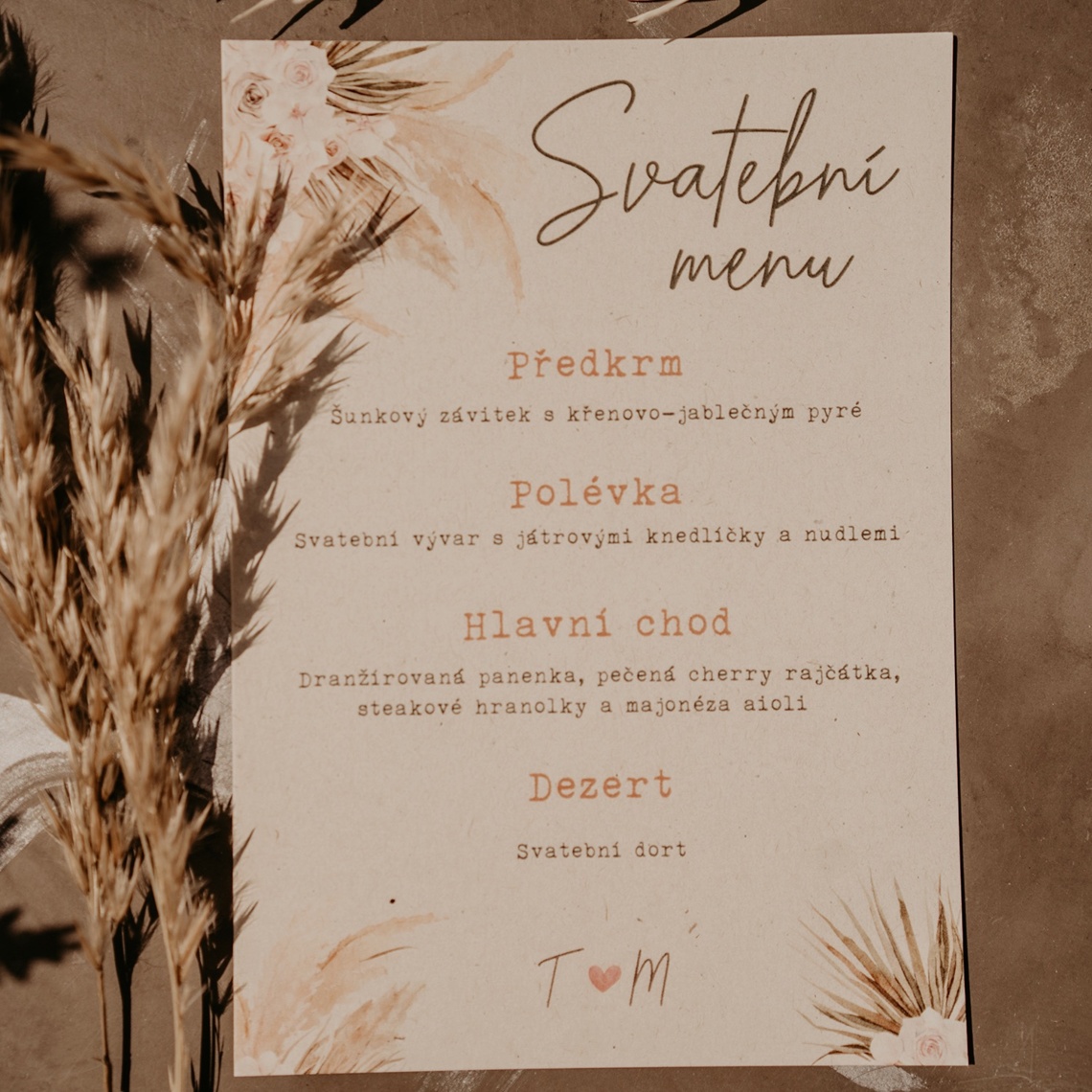 Svatební menu 256 jako součást sladěné kolekce